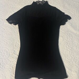 Adrienne Landau Black Lace Accent Blouse